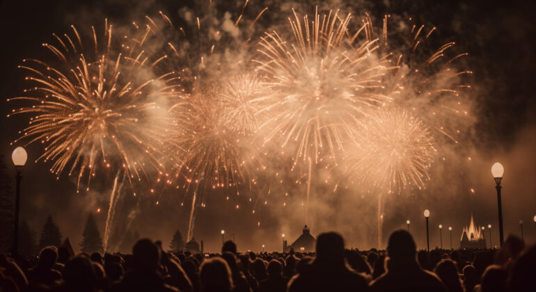 fogos de artifício em evento de fim de ano