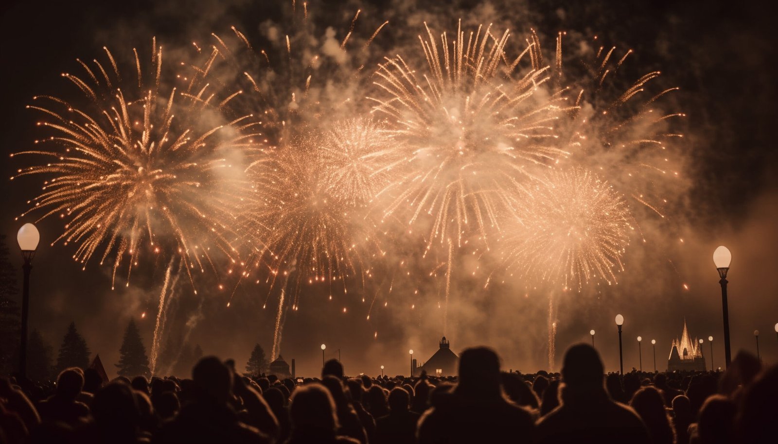 fogos de artifício em evento de fim de ano