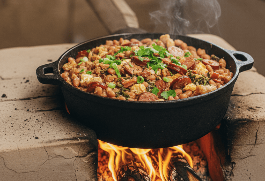 Imagem ilustrativa, gerada por IA, do prato mineiro Feijão Tropeiro.